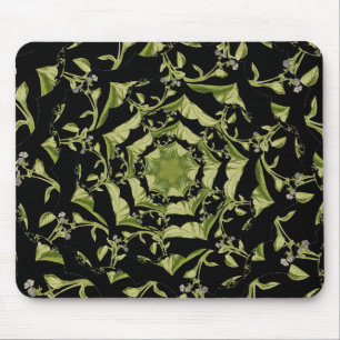 Green and black nature hypnosis fractal mouse pad