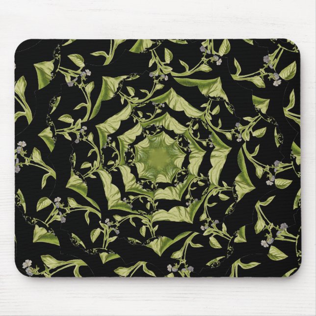 Green and black nature hypnosis fractal mouse pad (Front)