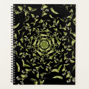 Green and black nature hypnosis fractal planner
