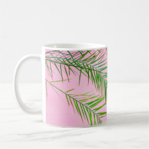 Green and black palm tree illustration coffee mug