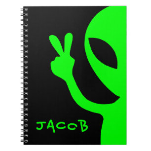 Green and Black Personalised Alien Notebook