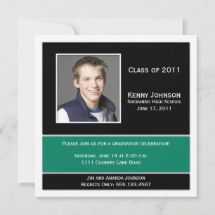 Green and Black Photo Graduation Invitation