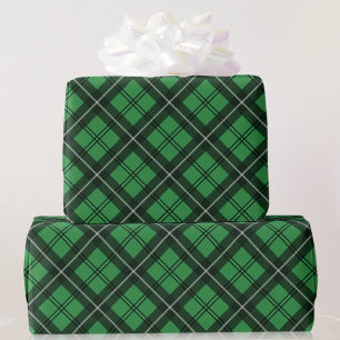 Green and Black Plaid Tartan Christmas Roll of Wrapping Paper