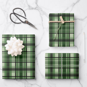 Green And Black Plaid Tartan Pattern Wrapping Paper Sheet