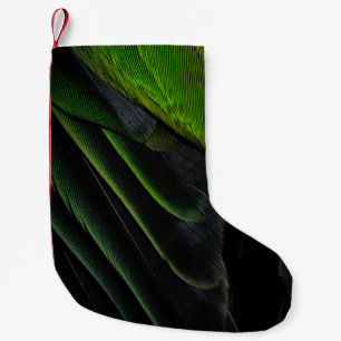Green and black plaid textile small christmas stocking