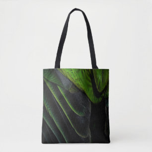 Green and black plaid textile tote bag