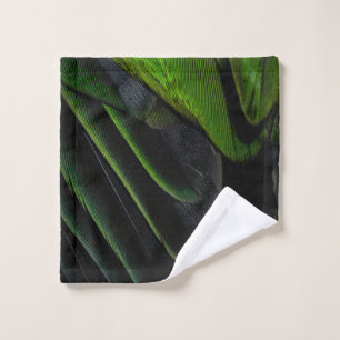 Green and black plaid textile wash cloth