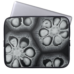 Green and black plant illustration laptop sleeve