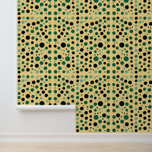 Green and Black Polka Dot Abstract Pattern Wallpaper