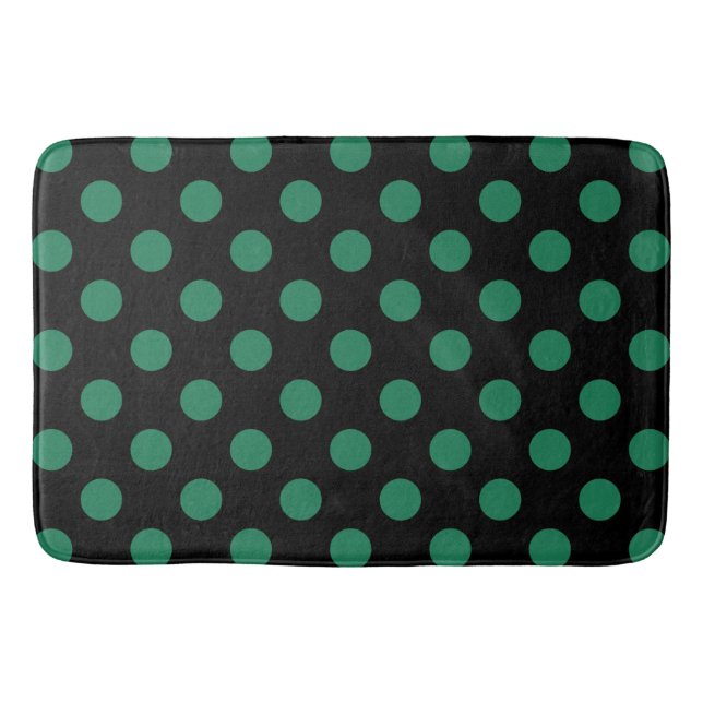 Green and black polka dots bath mat (Front)