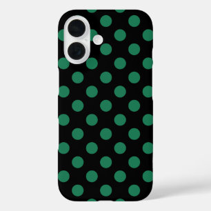 Green and black polka dots iPhone 16 case