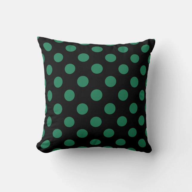 Green and black polka dots cushion (Front)