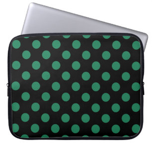 Green and black polka dots laptop sleeve