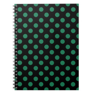 Green and black polka dots spiral notebook