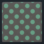 Green and black polka dots stone coaster<br><div class="desc">Green and black polka dots</div>
