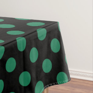 Green and black polka dots tablecloth