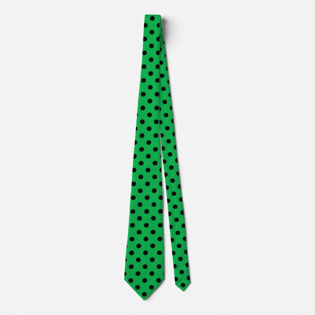 Green and Black Polka Dots Tie (Front)