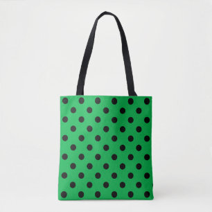 Green and Black Polka Dots Tote Bag