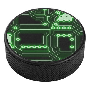 Green and Black Printed Wiring Board Hockey Puck