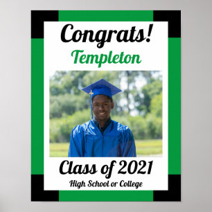 Green and Black School Colours Graduation Poster