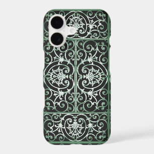 Green and black scrollwork pattern