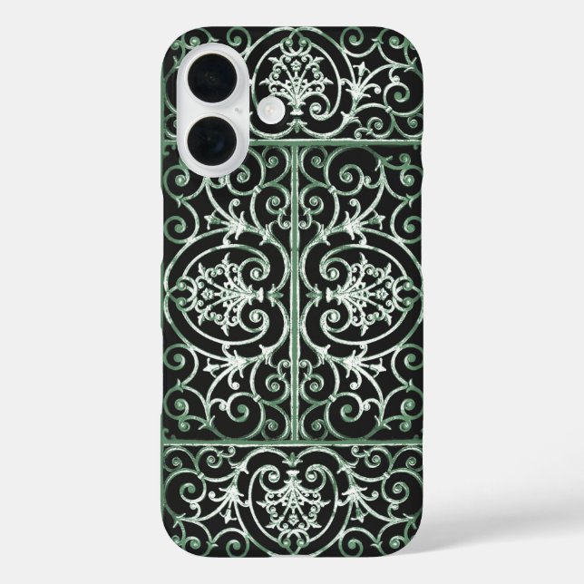 Green and black scrollwork pattern Case-Mate iPhone case (Back)