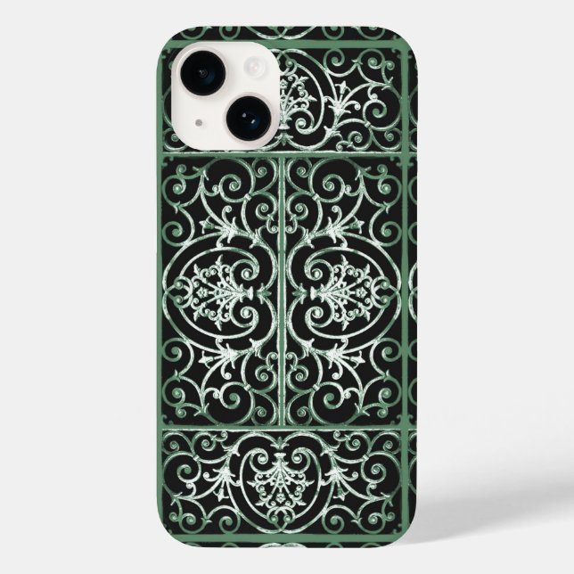 Green and black scrollwork pattern Case-Mate iPhone case (Back)