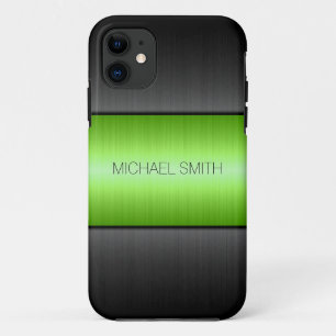 Green and Black Stainless Steel Metal Case-Mate iPhone Case
