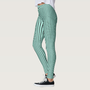 Green and Black Stripe Leggings