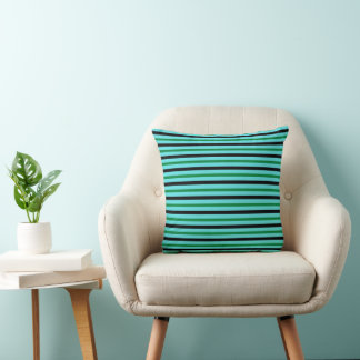Green and Black stripes Cushion