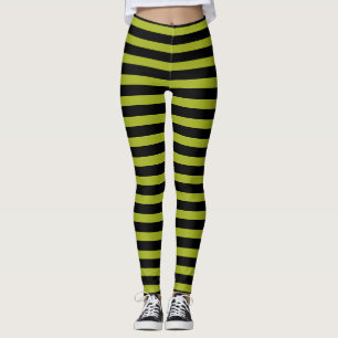 Green And Black Stripes Witch Leggings