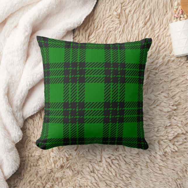 Green and Black Tartan Plaid Pattern Cushion (Blanket)