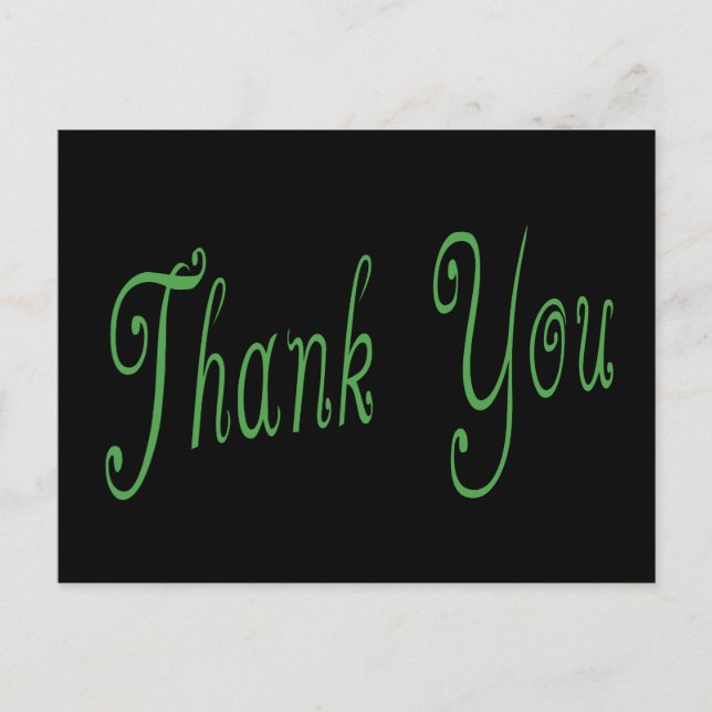 Green and Black Thank You Wedding, Business, Party Postcard (Front)