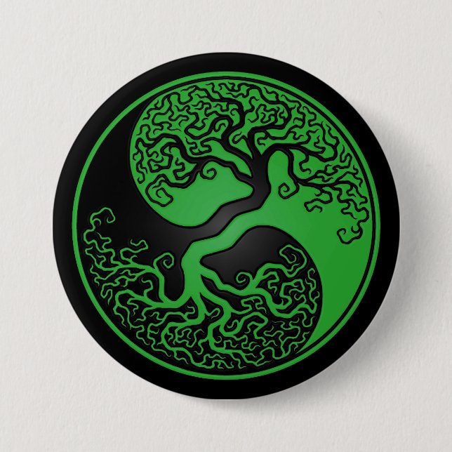 Green and Black Tree of Life Yin Yang 7.5 Cm Round Badge (Front)
