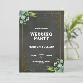 Green and black watercolor virtual invitation