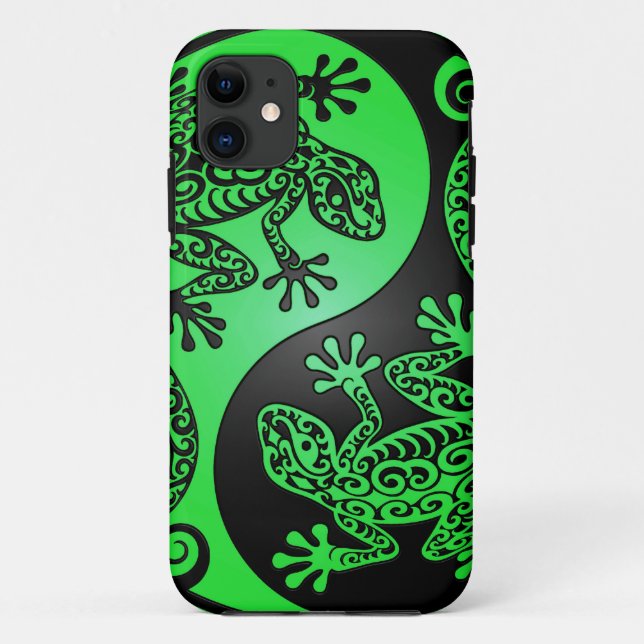 Green and Black Yin Yang Geckos Case-Mate iPhone Case (Back)