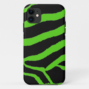 Green and Black Zebra Fur Print Case-Mate iPhone Case