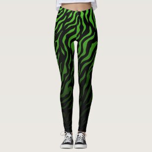 Green and Black Zebra Stripes: Stylish Leggings