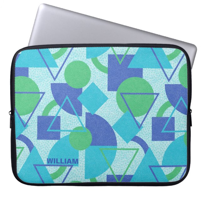 Green and Blue Abstract Design Laptop Sleeve (Front)