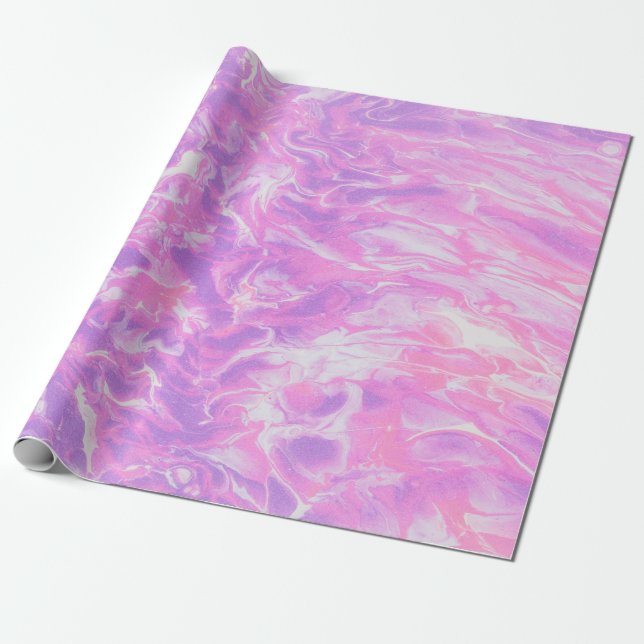GREEN AND BLUE ABSTRACT PAINTING WRAPPING PAPER (Unrolled)