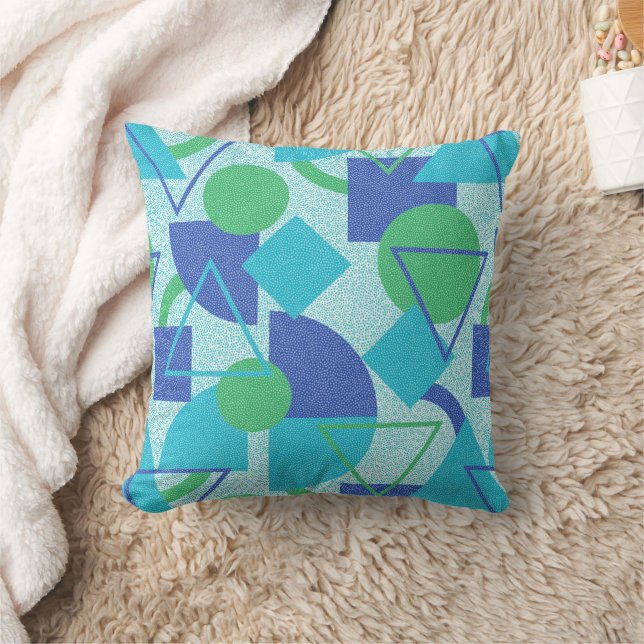 Green and Blue Bauhaus Style Cushion (Blanket)
