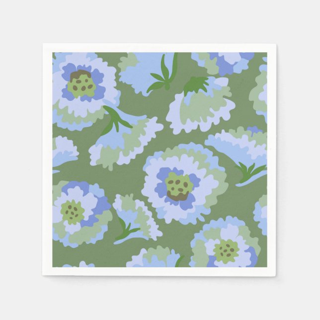 Green and blue bloom napkin (Front)