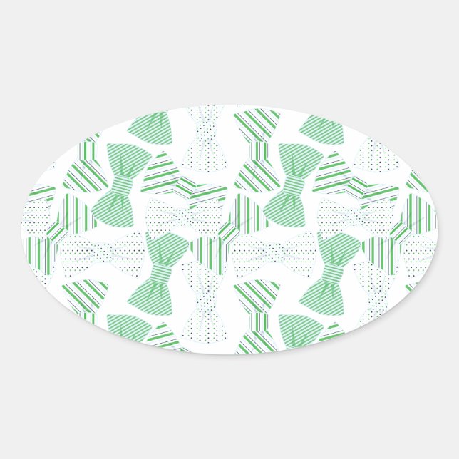 Green and Blue Bow Tie Design BOWTIES Oval Sticker (Front)