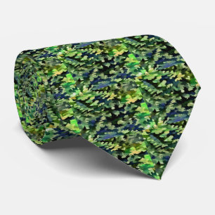 Green and Blue Camouflage Pattern Tie