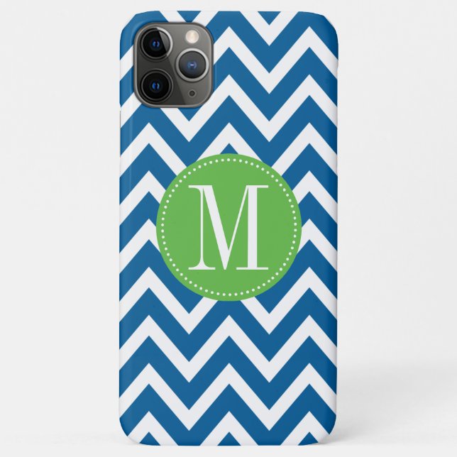 Green and Blue Chevron Custom Monogram Case-Mate iPhone Case (Back)