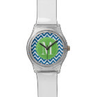 Green and Blue Chevron Custom Monogram