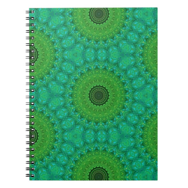 Green and Blue Circular Pattern Spiral Notebook (Front)