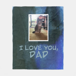 Green and Blue Custom Photo Blanket for Cat Dads