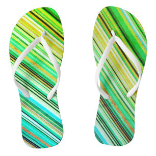 Green and Blue Diagonal Striped Jandals