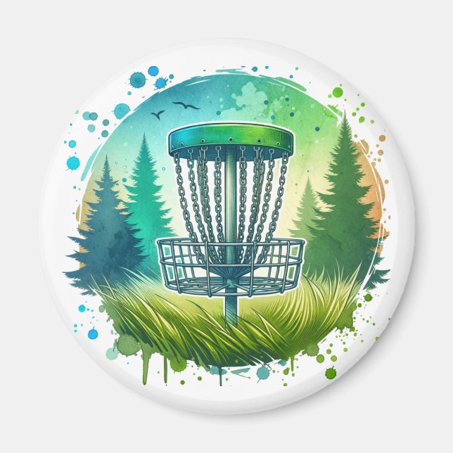 Green and Blue Disc Golf Themed Magnet (Front)